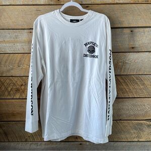 Harley Davidson Willie G Skull White Long Sleeve Motorcycle Biker Shirt Mens XL